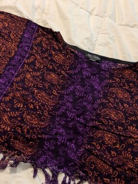 Purple and Orange Paisley Fringe Crop Top